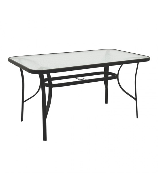 Τραπεζαρία Calan-Ensure pakoworld 5τεμ μέταλλο-γυαλί σε μαύρη απόχρωση 140x80x70εκ