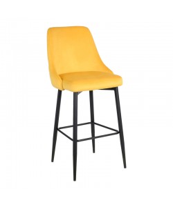 Σκαμπό μπαρ Zedna pakoworld κίτρινο βελούδο με μαύρα μεταλλικά πόδια 52x57x111εκ