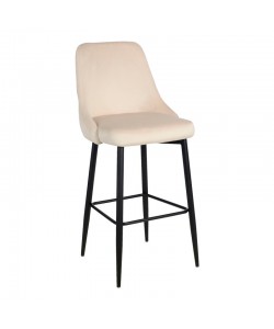 Σκαμπό μπαρ Zedna pakoworld μπεζ βελούδο με μαύρα μεταλλικά πόδια 52x57x111εκ