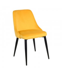 Καρέκλα Zedna pakoworld κίτρινο βελούδο με μαύρα μεταλλικά πόδια 51x58x84εκ