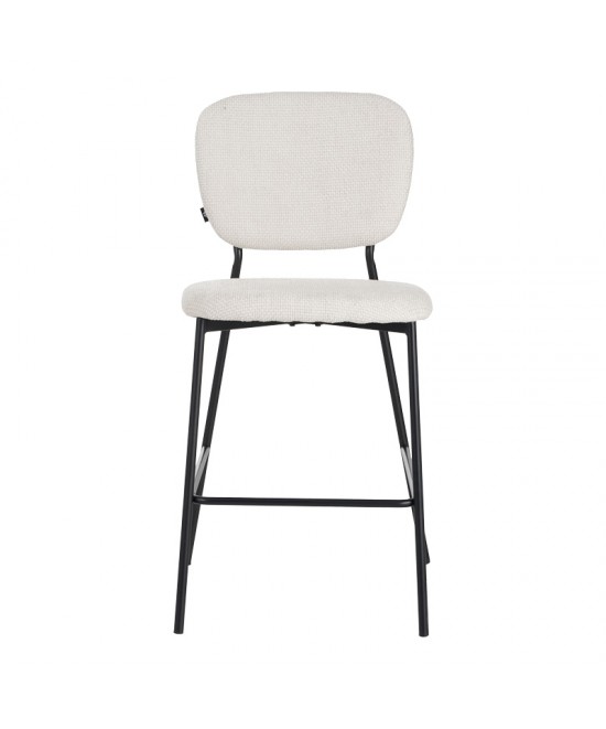 Σκαμπό μπαρ Cathair pakoworld μπουκλέ ύφασμα σε μπεζ απόχρωση με μαύρα μεταλλικά πόδια 48x54x100εκ