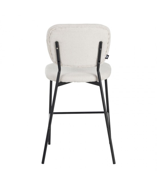 Σκαμπό μπαρ Cathair pakoworld μπουκλέ ύφασμα σε μπεζ απόχρωση με μαύρα μεταλλικά πόδια 48x54x100εκ