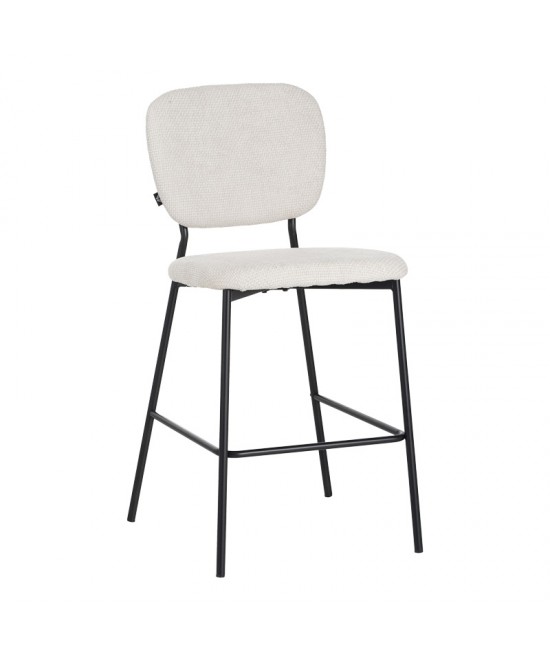 Σκαμπό μπαρ Cathair pakoworld μπουκλέ ύφασμα σε μπεζ απόχρωση με μαύρα μεταλλικά πόδια 48x54x100εκ