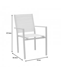 Πολυθρόνα Zacreta pakoworld αλουμίνιο-textilene σε λευκή απόχρωση 61x56.5x87.5εκ