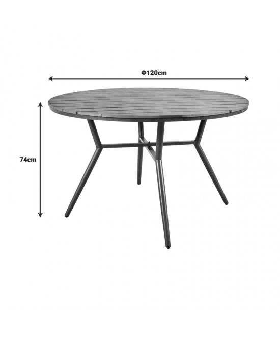 Τραπέζι Appa pakoworld αλουμίνιο και plywood σε ανθρακί απόχρωση Φ120x74εκ Τραπέζι Appa pakoworld αλουμίνιο και plywood σε ανθρακί απόχρωση Φ120x74εκ