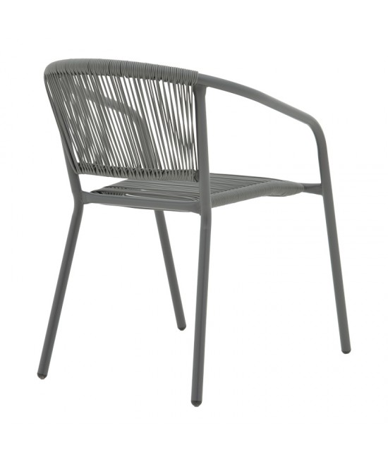 Τραπεζαρία Ensure-Lindaria pakoworld σετ 5τεμ μέταλλο-γυαλί σε ανθρακί απόχρωση 120x70x70εκ