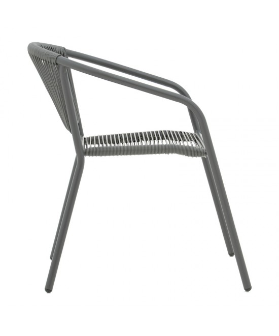 Τραπεζαρία Ensure-Lindaria pakoworld σετ 5τεμ μέταλλο-γυαλί σε ανθρακί απόχρωση 120x70x70εκ