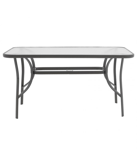 Τραπεζαρία Ensure-Lindaria pakoworld σετ 5τεμ μέταλλο-γυαλί σε ανθρακί απόχρωση 120x70x70εκ