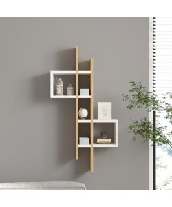Ραφιέρα τοίχου Garel pakoworld σε oak-λευκή απόχρωση 53,8x19,6x108εκ