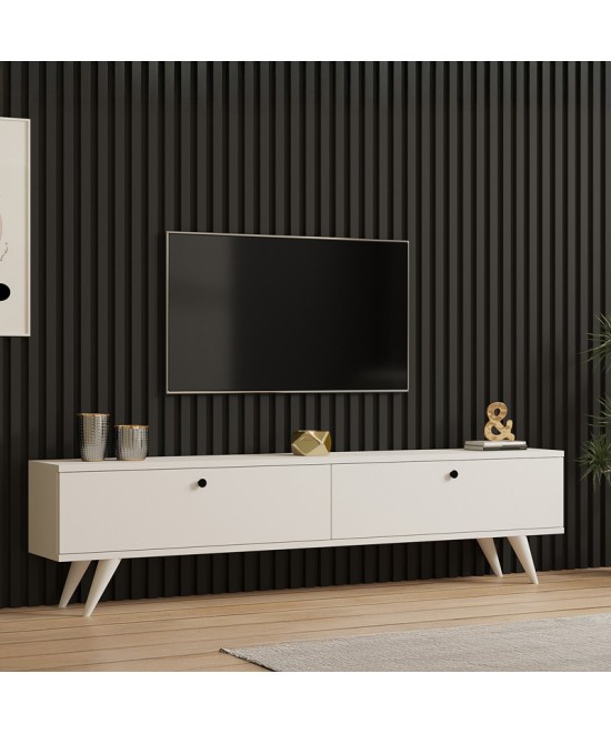 Έπιπλο τηλεόρασης Jate pakoworld σε λευκή απόχρωση 160x25x40εκ