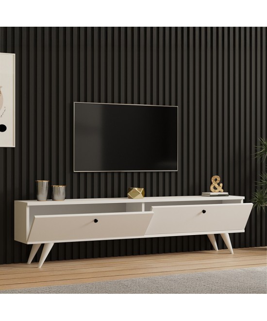 Έπιπλο τηλεόρασης Jate pakoworld σε λευκή απόχρωση 160x25x40εκ