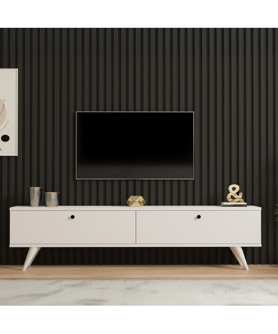 Έπιπλο τηλεόρασης Jate pakoworld σε λευκή απόχρωση 160x25x40εκ