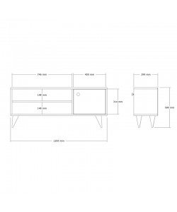 Έπιπλο τηλεόρασης Wison pakoworld σε sonoma απόχρωση 120x29x50εκ
