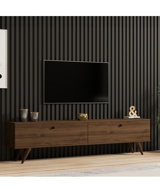 Έπιπλο τηλεόρασης Jate pakoworld σε καρυδί απόχρωση 160x25x40εκ