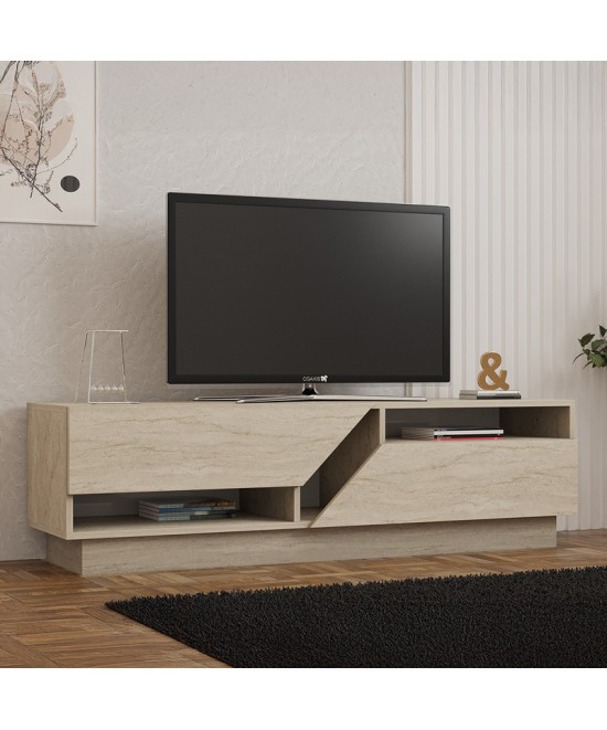 Έπιπλο τηλεόρασης Cogo pakoworld σε όψη τραβερτίνας 160x40x45εκ Έπιπλο τηλεόρασης Cogo pakoworld σε όψη τραβερτίνας 160x40x45εκ