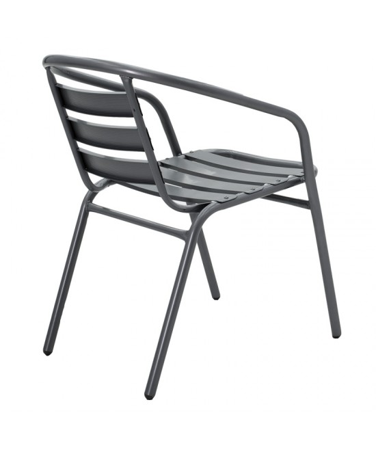 Τραπεζαρία Ensure-Tade pakoworld σετ 5τεμ μέταλλο-γυαλί σε ανθρακί απόχρωση 120x70x70εκ