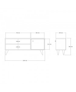 Έπιπλο τηλεόρασης Wison pakoworld σε oak απόχρωση 120x29x50εκ