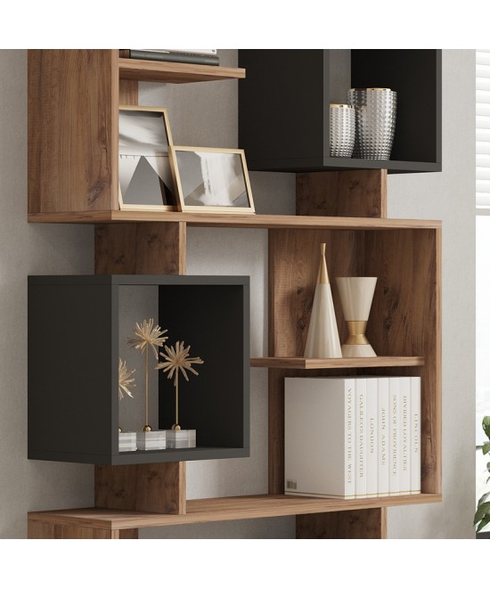 Βιβλιοθήκη Cubix pakoworld σε sonoma-ανθρακί απόχρωση 90x24,6x171,90εκ Βιβλιοθήκη Cubix pakoworld σε sonoma-ανθρακί απόχρωση 90x24,6x171,90εκ