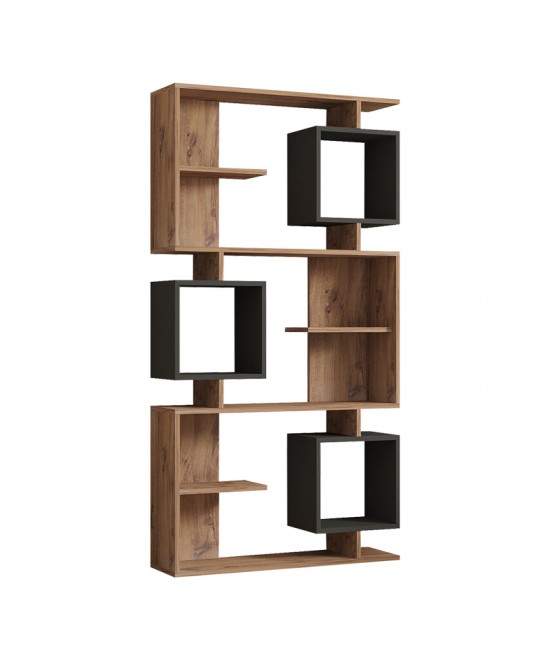 Βιβλιοθήκη Cubix pakoworld σε sonoma-ανθρακί απόχρωση 90x24,6x171,90εκ Βιβλιοθήκη Cubix pakoworld σε sonoma-ανθρακί απόχρωση 90x24,6x171,90εκ