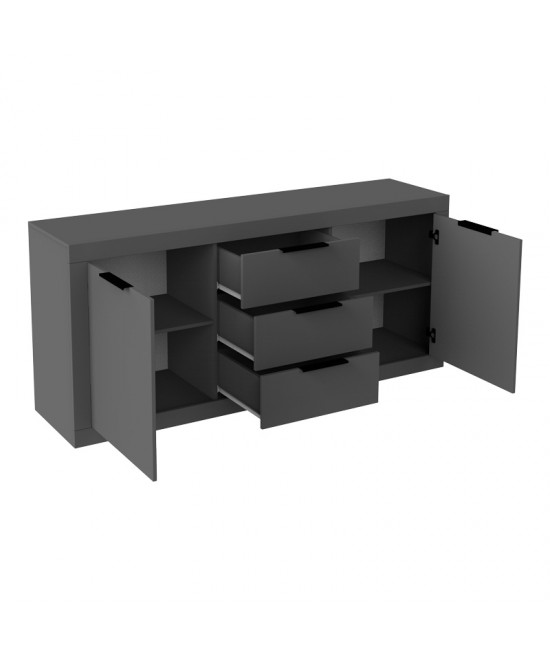Μπουφές Doha pakoworld σε ανθρακί απόχρωση 180x45x80.5εκ