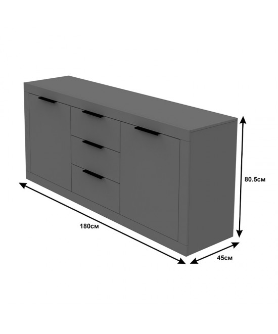 Μπουφές Doha pakoworld σε ανθρακί απόχρωση 180x45x80.5εκ
