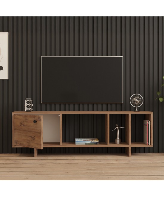 Έπιπλο τηλεόρασης Mueble pakoworld σε sonoma απόχρωση 140x29x45εκ