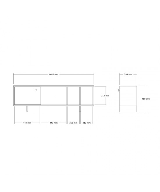 Έπιπλο τηλεόρασης Mueble pakoworld σε sonoma απόχρωση 140x29x45εκ
