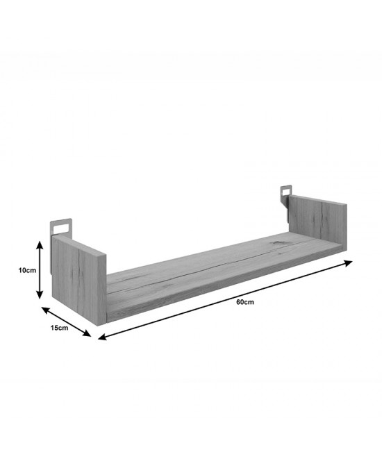 Ραφιέρα τοίχου Derva pakoworld σε cement γκρι απόχρωση 60x15x10cm