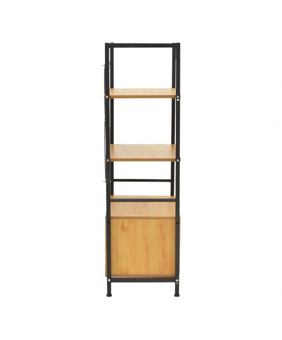 Ραφιέρα επιδαπέδια με ντουλάπι Kuili pakoworld μέταλλο μαύρο-mdf σε oak απόχρωση 60x36x121εκ