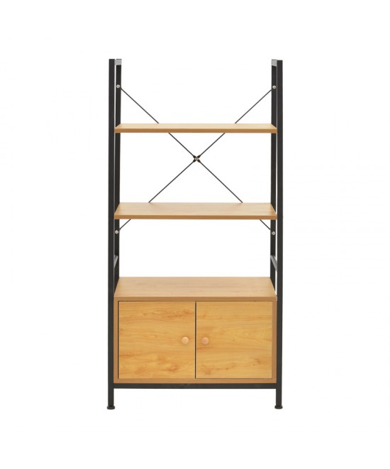 Ραφιέρα επιδαπέδια με ντουλάπι Kuili pakoworld μέταλλο μαύρο-mdf σε oak απόχρωση 60x36x121εκ