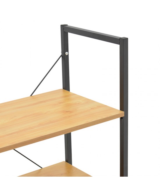 Ραφιέρα επιδαπέδια με ντουλάπι Kuili pakoworld μέταλλο μαύρο-mdf σε oak απόχρωση 60x36x121εκ