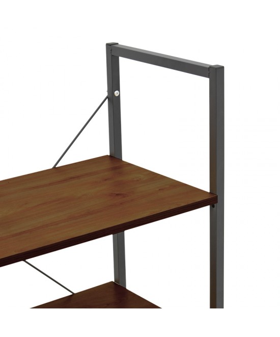 Ραφιέρα επιδαπέδια με ντουλάπι Kuili pakoworld μέταλλο μαύρο-mdf σε καρυδί απόχρωση 60x36x121εκ