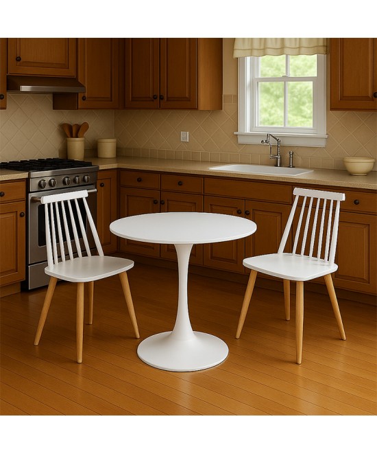 Τραπεζαρία Elijah-Aurora I pakoworld σετ 3τεμ pp σε λευκή απόχρωση με φυσικό πόδι Φ60x74εκ Τραπεζαρία Elijah-Aurora I pakoworld σετ 3τεμ pp σε λευκή απόχρωση με φυσικό πόδι Φ60x74εκ