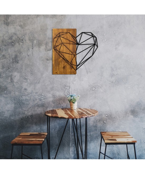 Διακοσμητικό τοίχου Helie pakoworld ξύλο πεύκου σε φυσική απόχρωση με μαύρο μέταλλο 58x3x58εκ