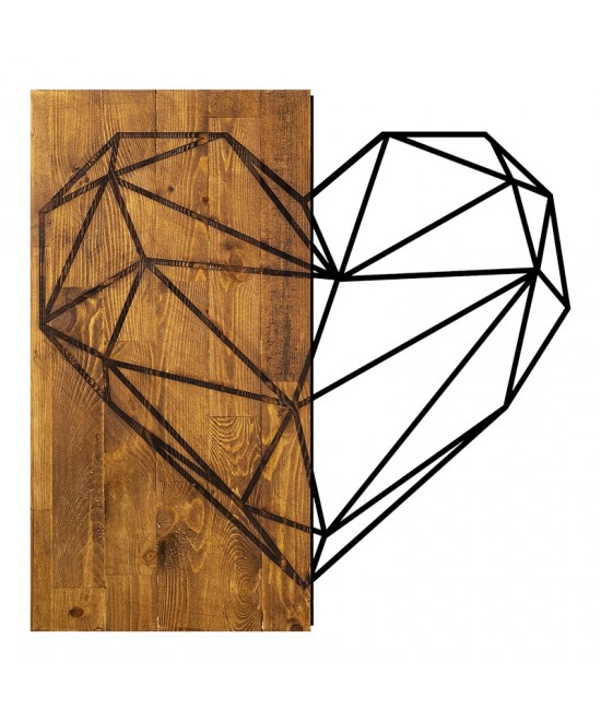 Διακοσμητικό τοίχου Helie pakoworld ξύλο πεύκου σε φυσική απόχρωση με μαύρο μέταλλο 58x3x58εκ