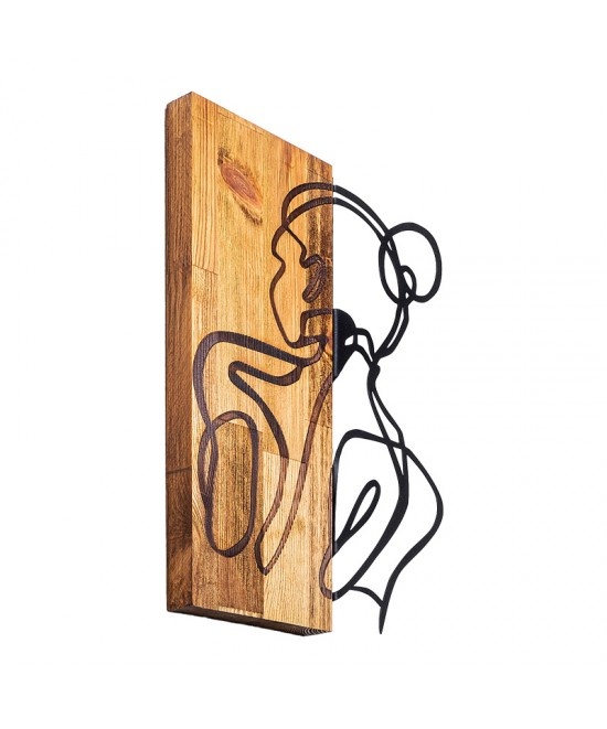 Διακοσμητικό τοίχου Womanel pakoworld ξύλο πεύκου σε φυσική απόχρωση με μαύρο μέταλλο 35x3x50εκ Διακοσμητικό τοίχου Womanel pakoworld ξύλο πεύκου σε φυσική απόχρωση με μαύρο μέταλλο 35x3x50εκ