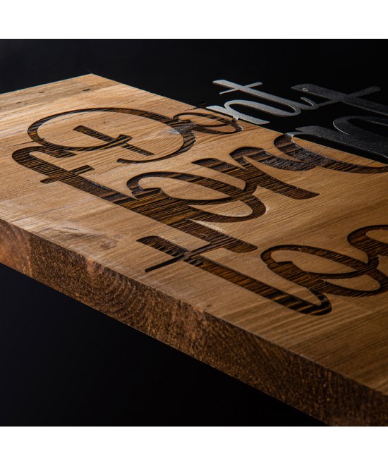 Διακοσμητικό τοίχου Smiley pakoworld ξύλο πεύκου σε φυσική απόχρωση με μαύρο μέταλλο 47x3x58εκ