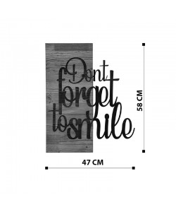 Διακοσμητικό τοίχου Smiley pakoworld ξύλο πεύκου σε φυσική απόχρωση με μαύρο μέταλλο 47x3x58εκ