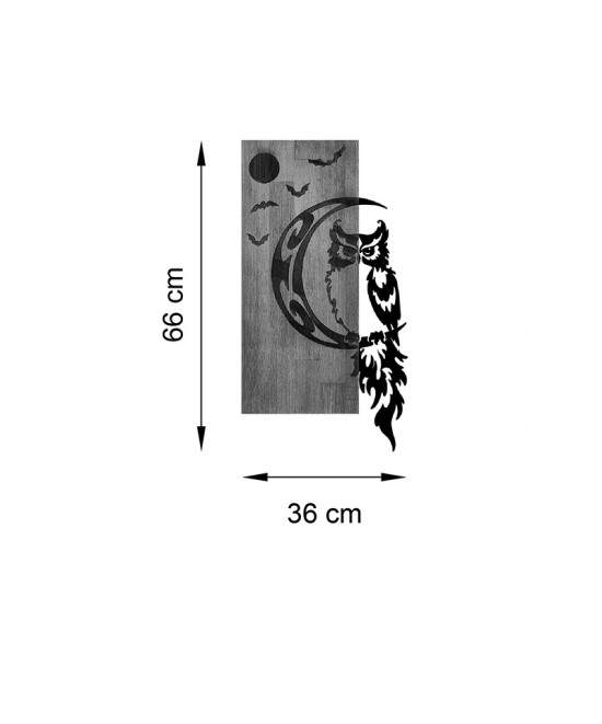 Διακοσμητικό τοίχου Owle pakoworld ξύλο πεύκου σε φυσική απόχρωση με μαύρο μέταλλο 36x3x66εκ