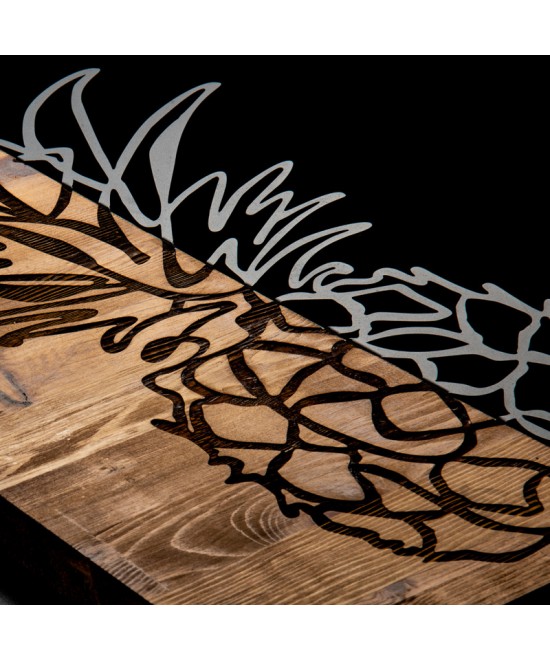 Διακοσμητικό τοίχου Pinable pakoworld ξύλο πεύκου σε φυσική απόχρωση με μαύρο μέταλλο 42x3x58εκ