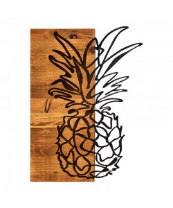 Διακοσμητικό τοίχου Pinable pakoworld ξύλο πεύκου σε φυσική απόχρωση με μαύρο μέταλλο 42x3x58εκ