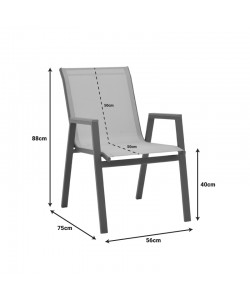 Πολυθρόνα Azelie pakoworld στοιβαζόμενη σαμπανιζέ αλουμίνιο και textilene σε ανοιχτή γκρι απόχρωση 56x75x88εκ