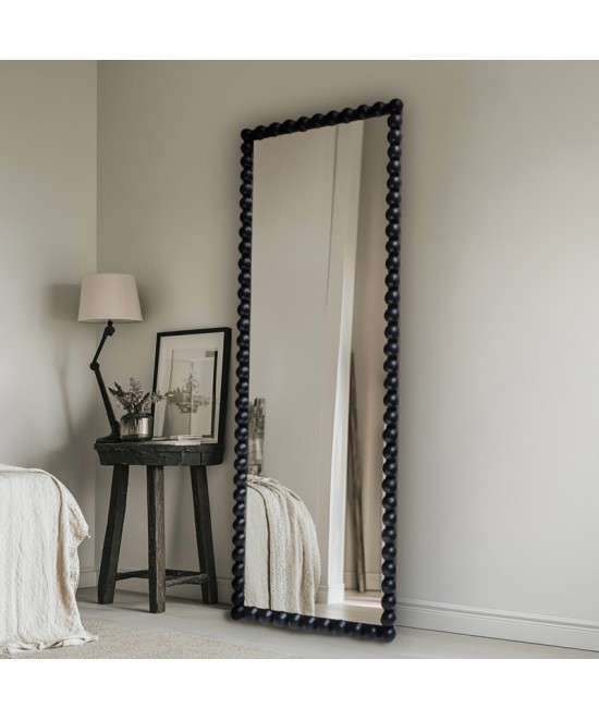 Καθρέπτης Ledalo pakoworld ξύλο σε μαύρη απόχρωση 45x4.5x130εκ