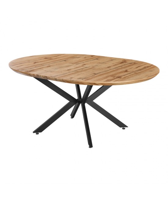 Τραπέζι επεκτεινόμενο Edina pakoworld mdf σε sonoma απόχρωση με μαύρα μεταλλικά πόδια 130-170x130x75εκ