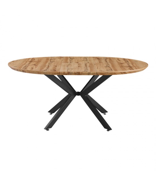 Τραπέζι επεκτεινόμενο Edina pakoworld mdf σε sonoma απόχρωση με μαύρα μεταλλικά πόδια 130-170x130x75εκ