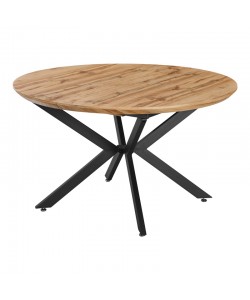 Τραπέζι επεκτεινόμενο Edina pakoworld mdf σε sonoma απόχρωση με μαύρα μεταλλικά πόδια 130-170x130x75εκ