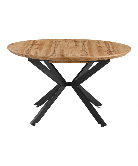 Τραπέζι επεκτεινόμενο Edina pakoworld mdf σε sonoma απόχρωση με μαύρα μεταλλικά πόδια 130-170x130x75εκ