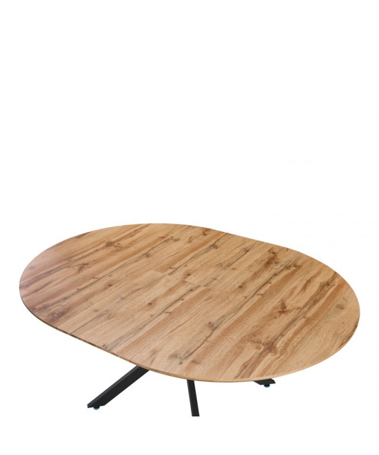 Τραπέζι επεκτεινόμενο Edina pakoworld mdf σε sonoma απόχρωση με μαύρα μεταλλικά πόδια 130-170x130x75εκ