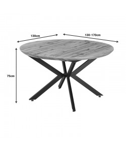 Τραπέζι επεκτεινόμενο Edina pakoworld mdf σε sonoma απόχρωση με μαύρα μεταλλικά πόδια 130-170x130x75εκ