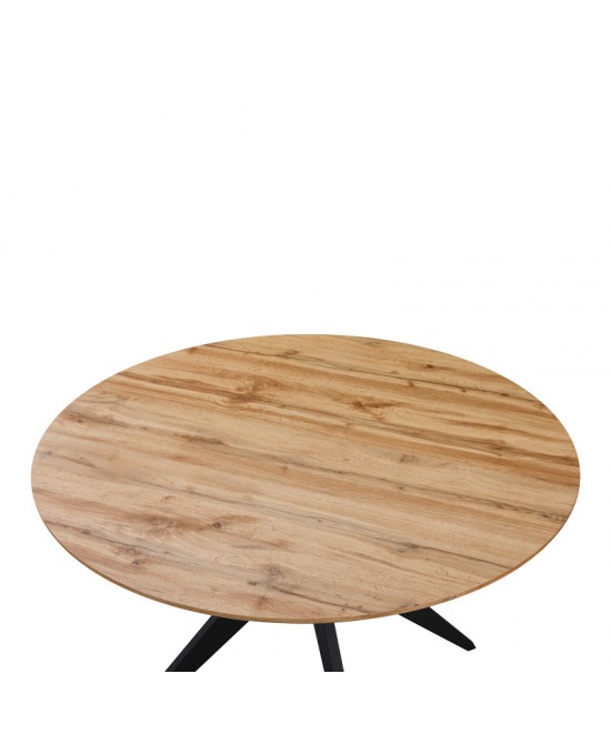 Τραπέζι Toda pakoworld mdf σε sonoma απόχρωση με μαύρα μεταλλικά πόδια Φ120x75εκ Τραπέζι Toda pakoworld mdf σε sonoma απόχρωση με μαύρα μεταλλικά πόδια Φ120x75εκ